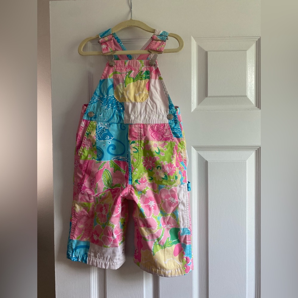 Lilly Pulitzer white label patchwork overalls